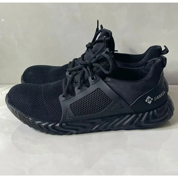 JIANKUN Mens Lace Up Safety Shoes Steel Toe Indestructible Sneakers Black Sz 45 - Picture 1 of 9